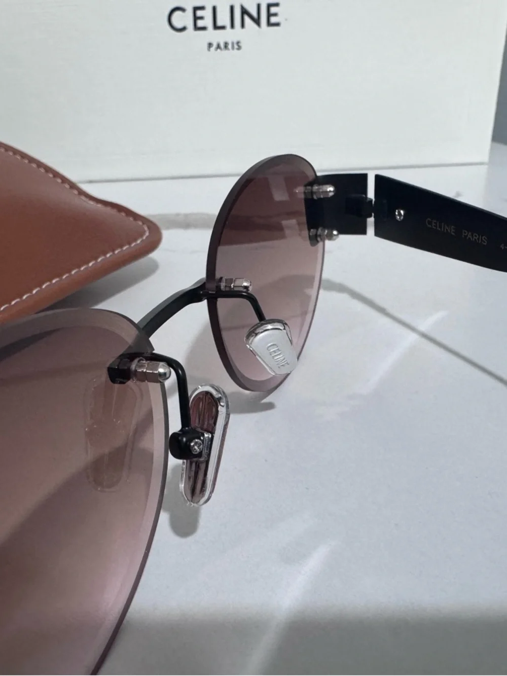 Celine Brown Gradient Round Sunglasses with Black Temples - Picture 11 of 14